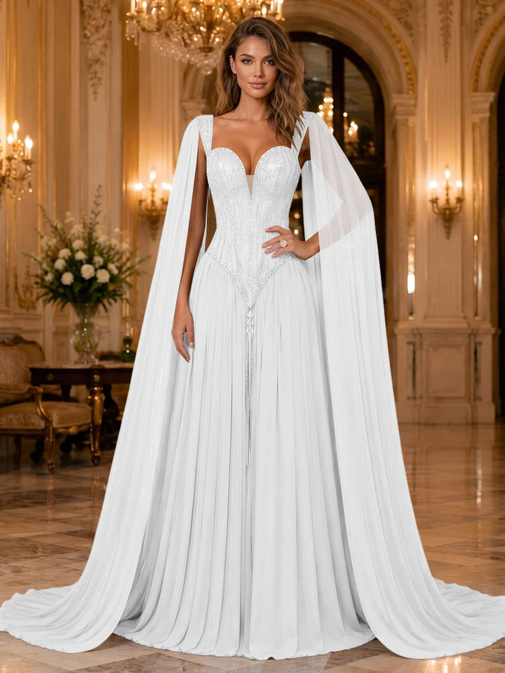 Chiffon A Line Sweetheart Sequin Pleats Evening Dresses