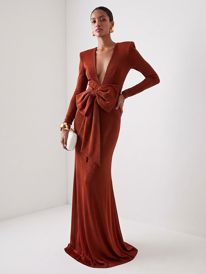 Velvet Sheath V Neck Floor Length Structured Shoulder Evening Dresses Maxi Formal Dresses