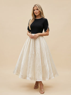 Crinkle Chiffon A Line Scoop Neck Tea Length Cocktail Dresses