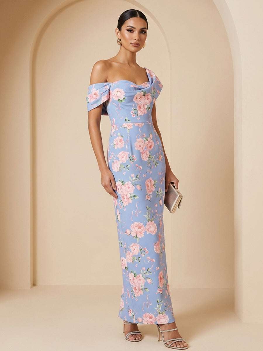 Satin Sheath One Shoulder Floor Length Cocktail Dresses