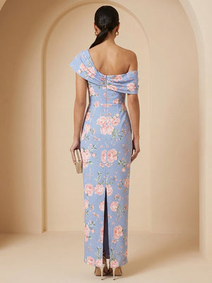 Satin Sheath One Shoulder Floor Length Cocktail Dresses