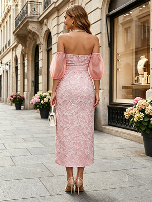 Jacquard A Line Strapless Simple Cocktail Dresses