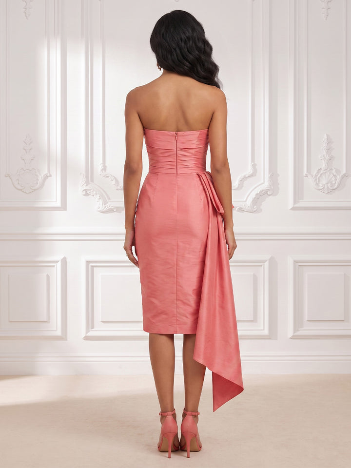 Satin Mermaid Strapless Ruched Bodice Cocktail Dresses