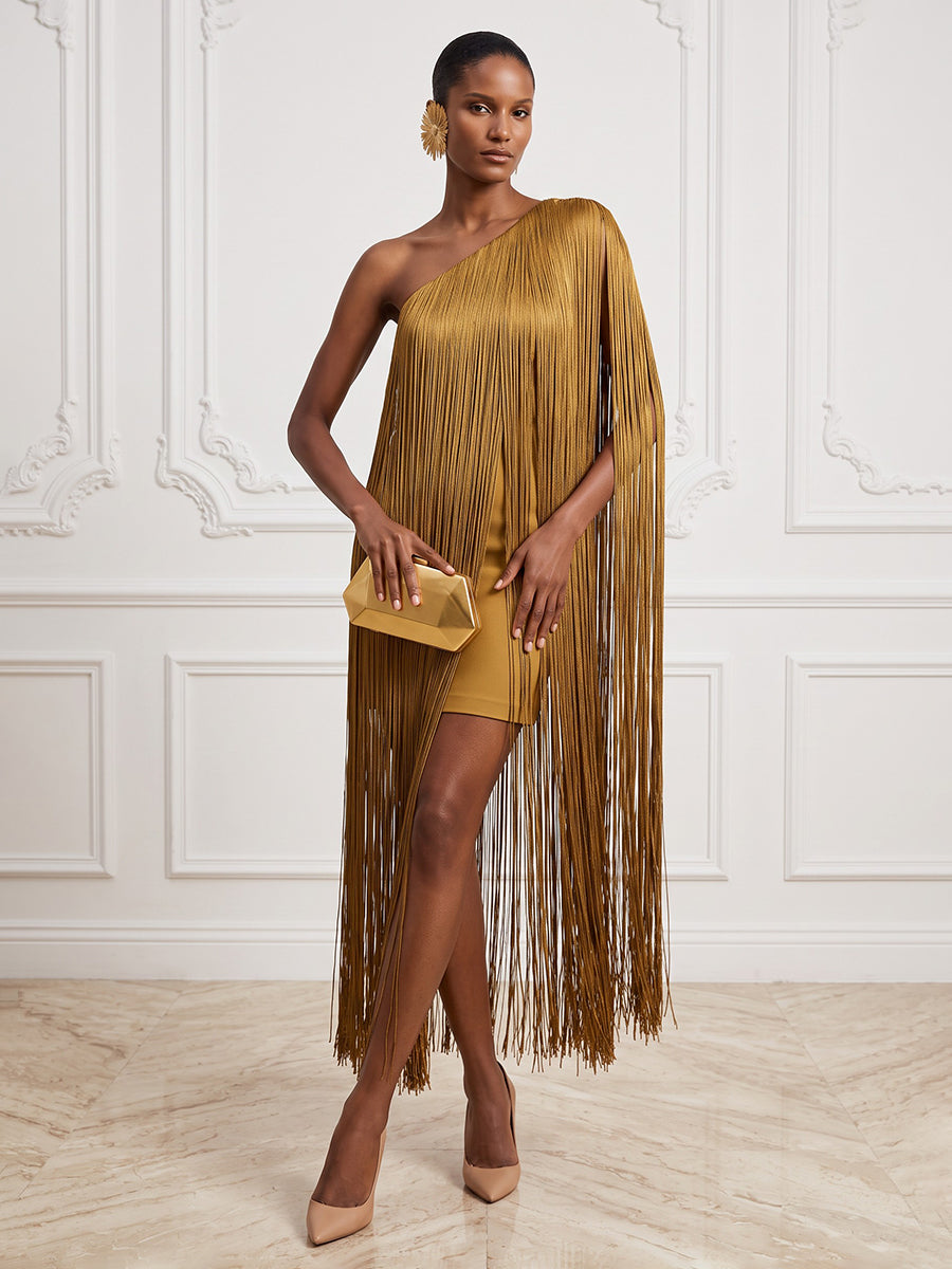 Satin Sheath Strapless Ankle Length Fringe Cocktail Dresses