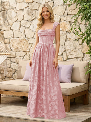 Floral Cowl Neck A Line Pleats Wedding Guest Dresses