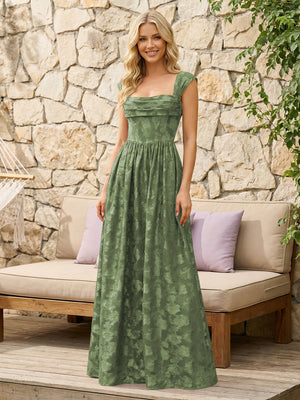 Floral Cowl Neck A Line Pleats Wedding Guest Dresses