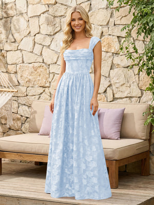 Floral Cowl Neck A Line Pleats Wedding Guest Dresses