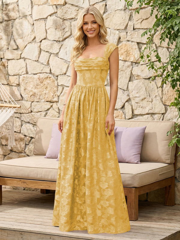 Floral Cowl Neck A Line Pleats Wedding Guest Dresses