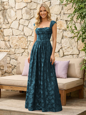 Floral Cowl Neck A Line Pleats Wedding Guest Dresses