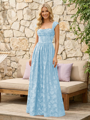 Floral Cowl Neck A Line Pleats Wedding Guest Dresses