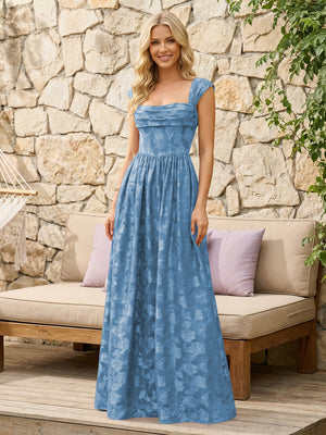 Floral Cowl Neck A Line Pleats Wedding Guest Dresses