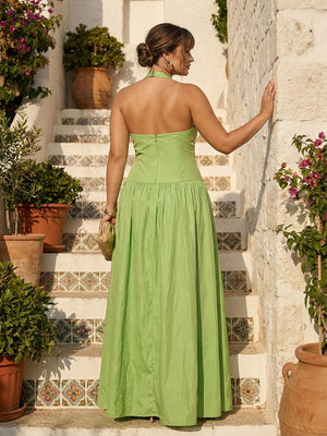 Satin Halter Corset Wedding Guest Dresses