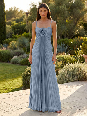 Chiffon A Line Square Neck Floor Length Formal Dresses