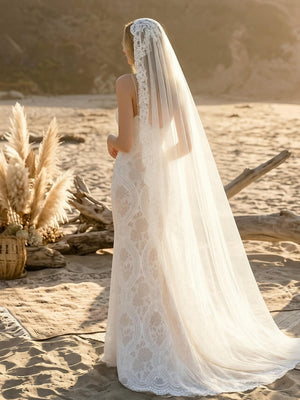 Laces Mermaid Spaghetti Straps Long Wedding Dresses