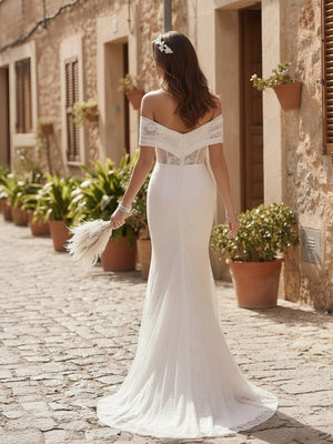 Laces Mermaid Off the Shoulder Long Wedding Dresses