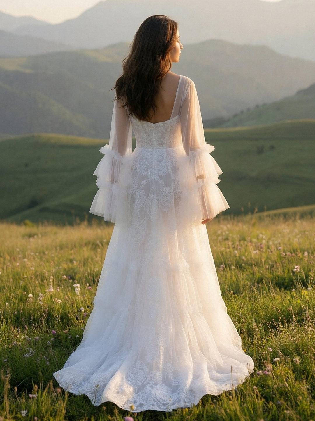 Laces Mermaid Spaghetti Straps Long Wedding Dresses