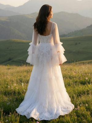 Laces Mermaid Spaghetti Straps Long Wedding Dresses