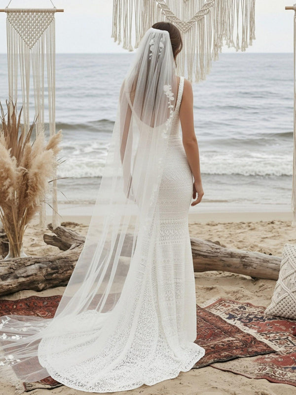 Laces Mermaid Spaghetti Straps Long Wedding Dresses