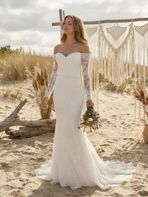 Laces Mermaid Sweetheart Long Wedding Dresses