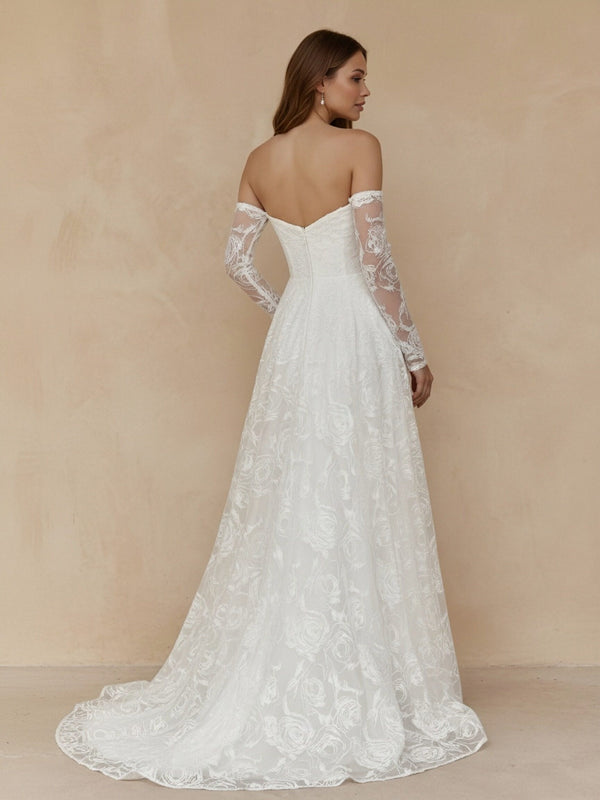Laces A Line Sweetheart Long Wedding Dresses
