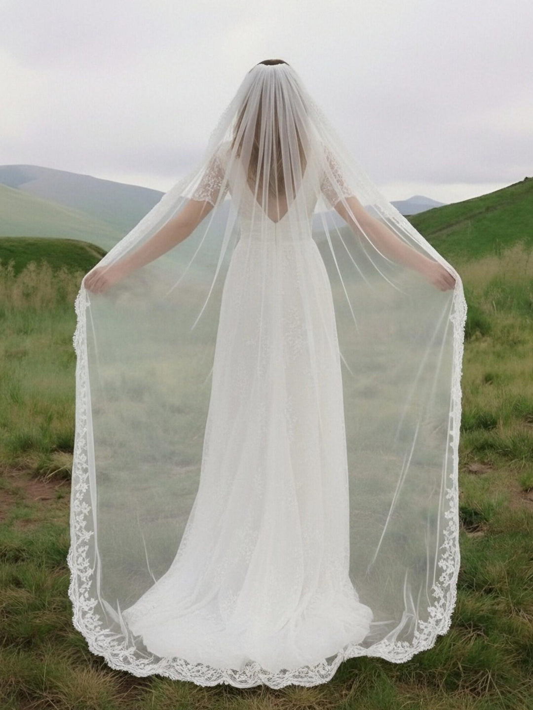 Laces A Line V Neck Long Wedding Dresses