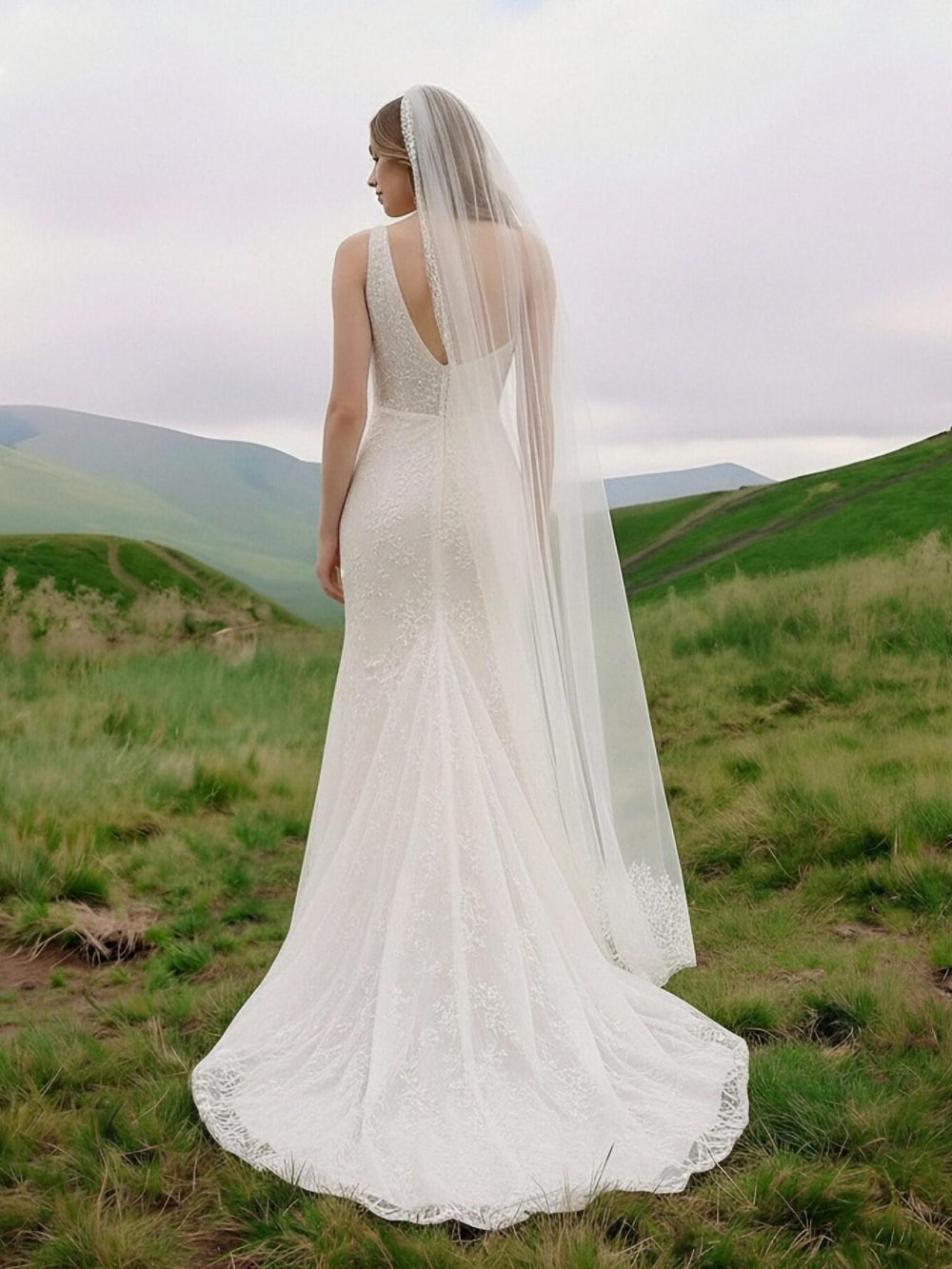 Laces Mermaid One Shoulder Long Wedding Dresses