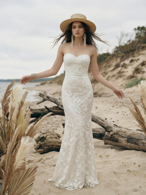 Laces Mermaid Sweetheart Long Wedding Dresses