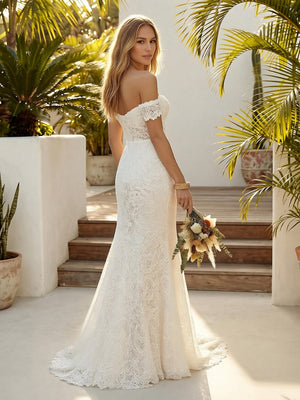 Laces Bodycon Off the Shoulder Long Wedding Dresses