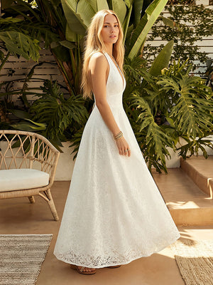 Laces A Line Halter Long Wedding Dresses