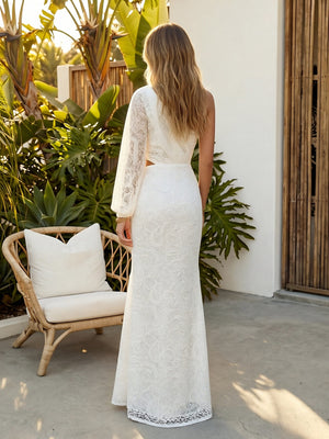 Laces Mermaid One Shoulder Long Wedding Dresses