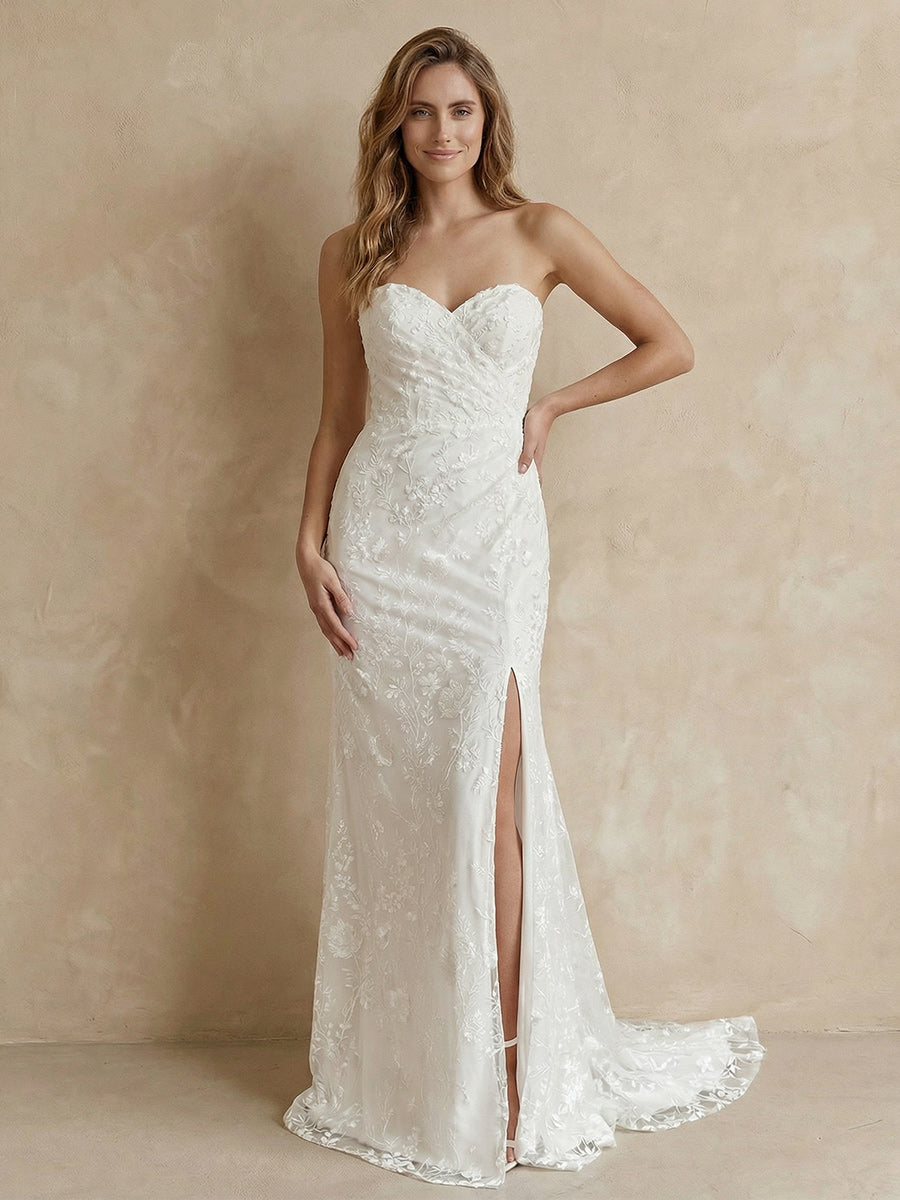 Laces Mermaid Sweetheart Long Wedding Dresses