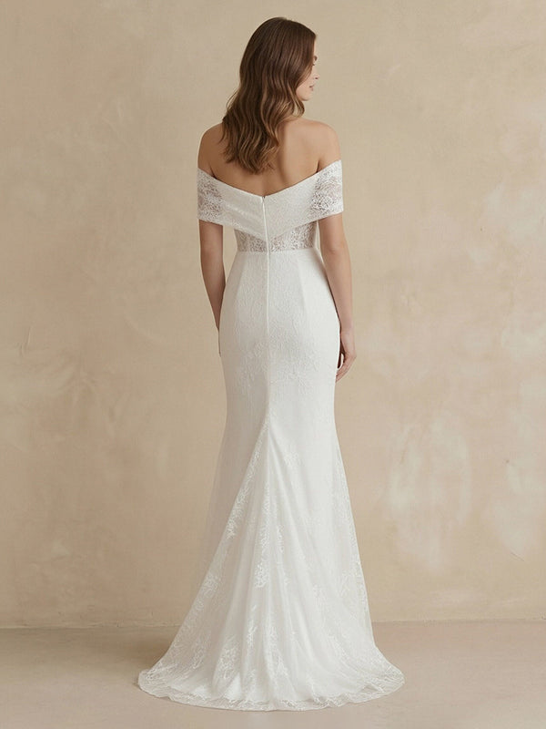 Laces Mermaid Off the Shoulder Long Wedding Dresses