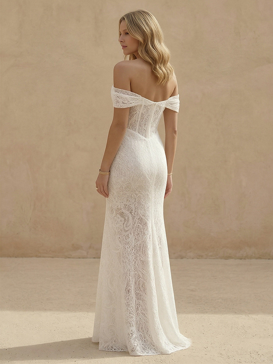 Laces Bodycon Off the Shoulder Long Wedding Dresses