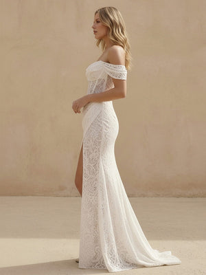 Laces Bodycon Off the Shoulder Long Wedding Dresses