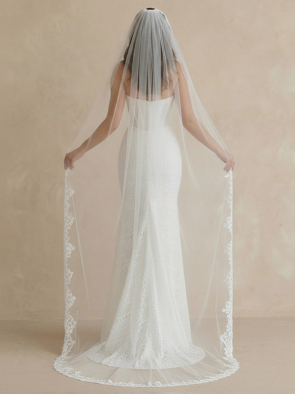 Laces Mermaid Strapless Long Wedding Dresses