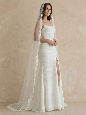 Laces Mermaid Strapless Long Wedding Dresses
