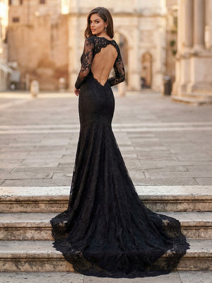 Laces Mermaid V Neck Long Wedding Dresses