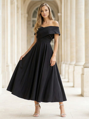 Satin A Line Off the Shoulder Short Wedding Dresses