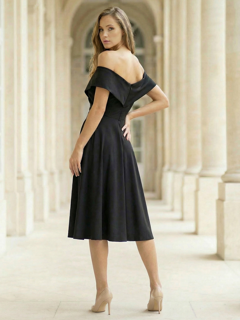 Satin A Line Off the Shoulder Short Wedding Dresses