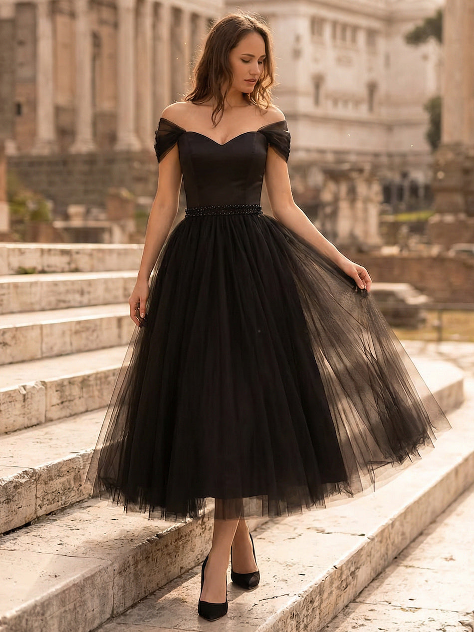 Laces A Line Off the Shoulder Short Wedding Dresses