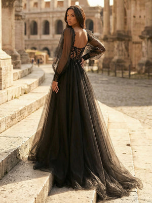 Tulle A Line Sweetheart Long Wedding Dresses