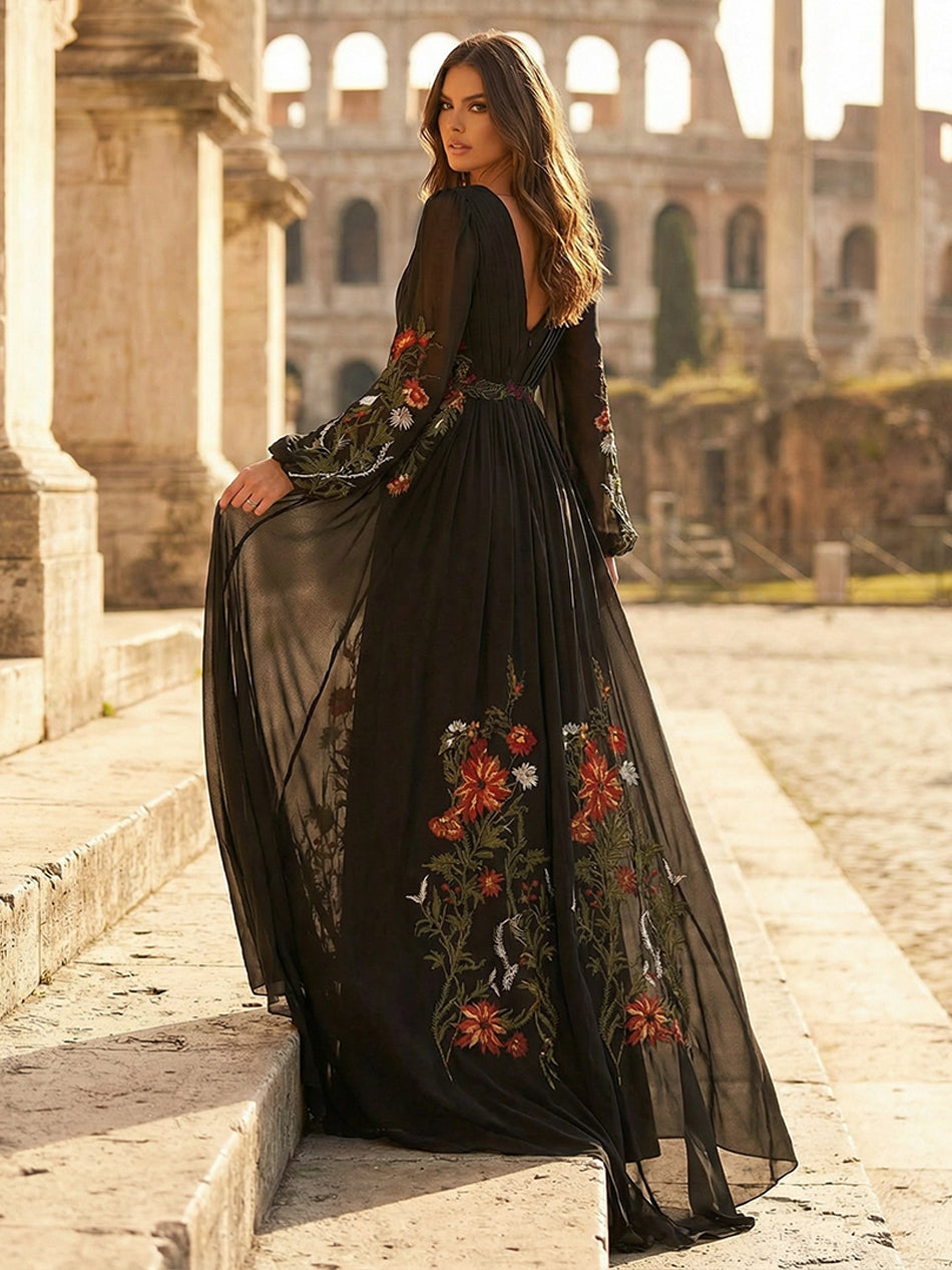 Laces A Line V Neck Long Wedding Dresses