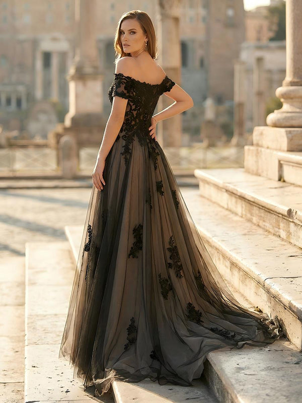 Laces A Line Off the Shoulder Long Wedding Dresses