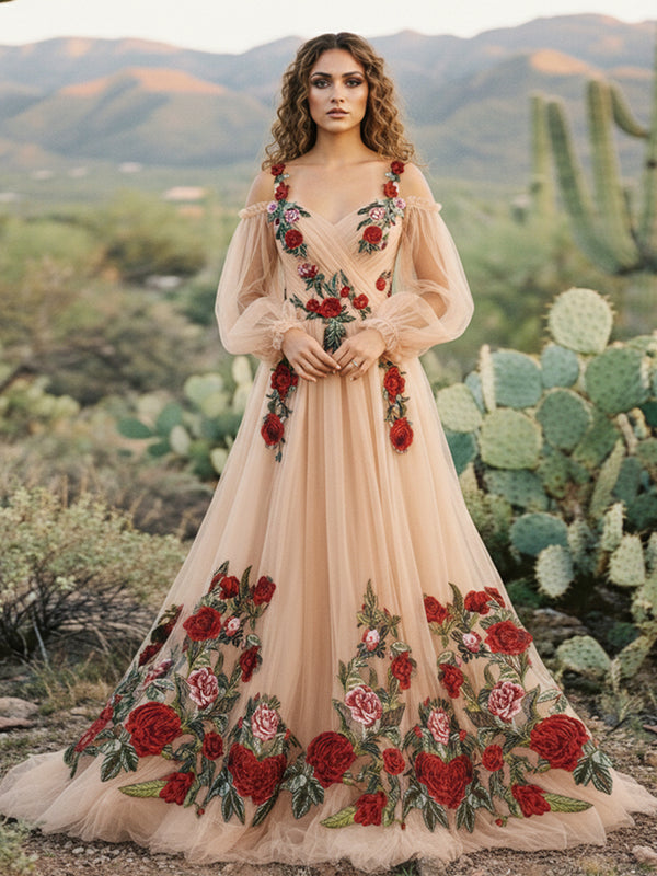 Lace Embroidered A-Line Off the Shoulder Sweetheart Wedding Dresses with Sleeves