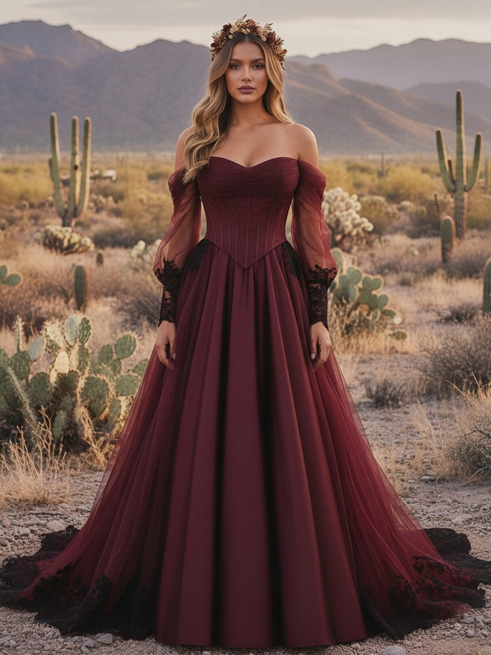 Sweetheart A-Line Off the Shoulder Wedding Dresses with Long Sleeves