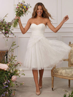 Laces A Line Sweetheart Short Little White Dresses