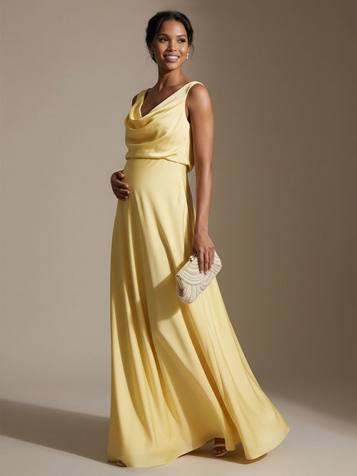 V Neck Corset A Line Satin Sleeveless Wedding Guest Dresses