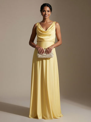 V Neck Corset A Line Satin Sleeveless Wedding Guest Dresses