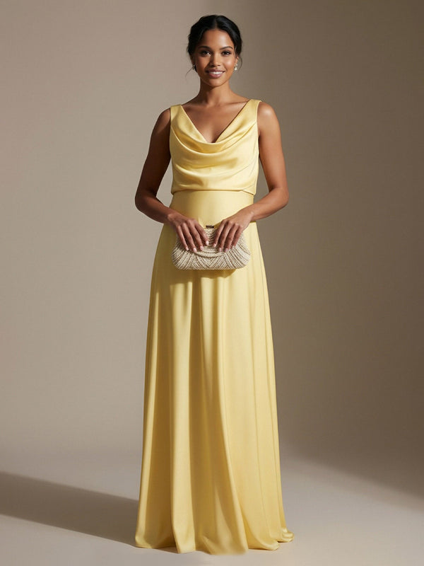 V Neck Corset A Line Satin Sleeveless Wedding Guest Dresses