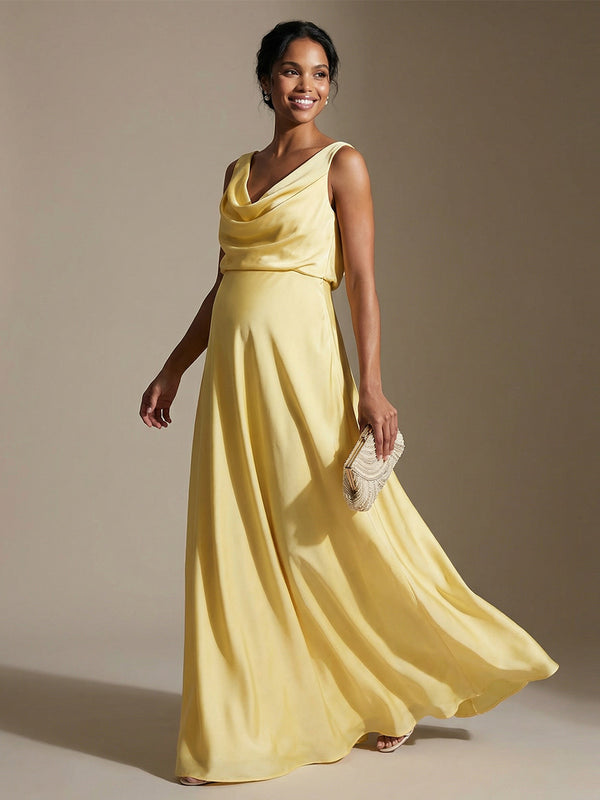 V Neck Corset A Line Satin Sleeveless Wedding Guest Dresses